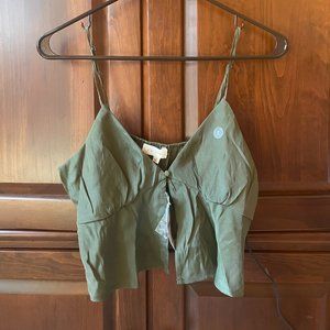 PacSun Women’s Small Cropped Babydoll Tank. Olive Green. NEW WITH TAGS
